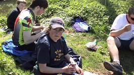 Lunch by the River Tone at Bradford-on-Tone, 15.5 miles into the ride